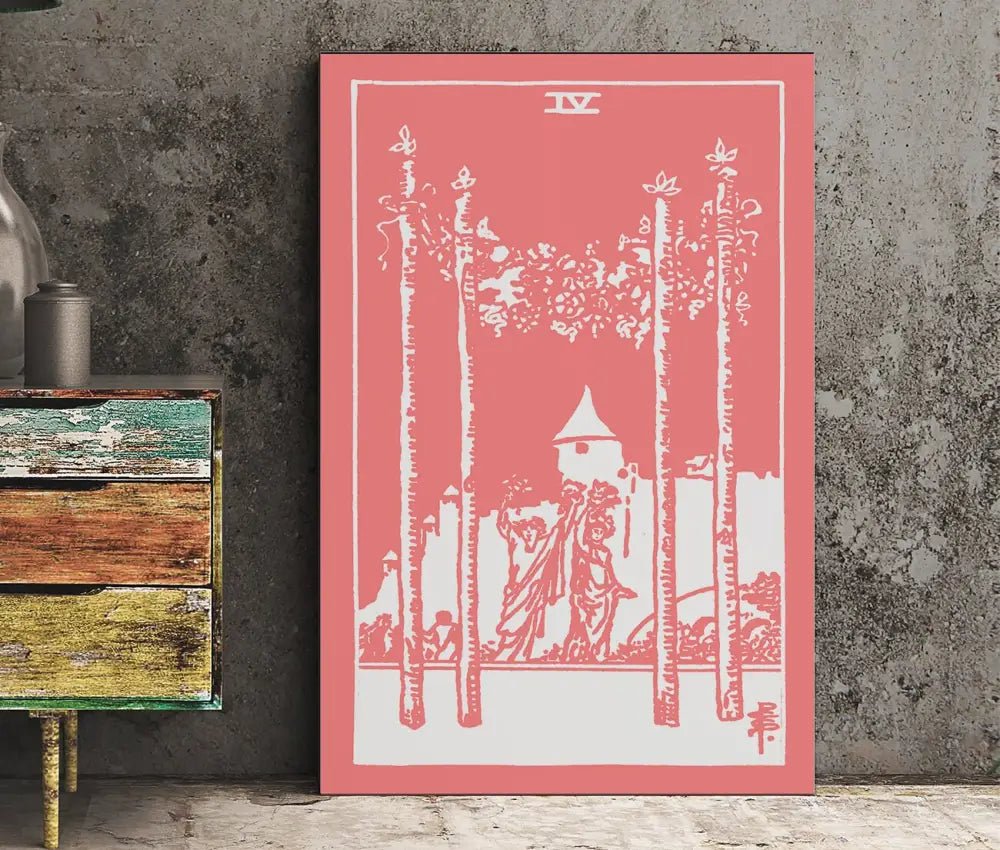 4 Of Wands Tarot Card Print Poster Unframed Wall Art For Tarot Enthusiasts And Collectors by My Store