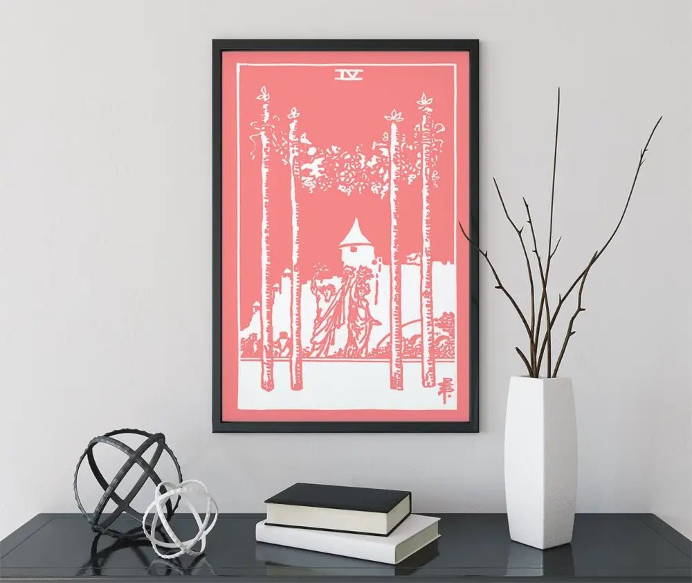 4 Of Wands Tarot Card Print Poster Unframed Wall Art For Tarot Enthusiasts And Collectors by My Store