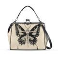 Vintage Butterfly Kisslock Handbag – Dark Botanical Crossbody Purse