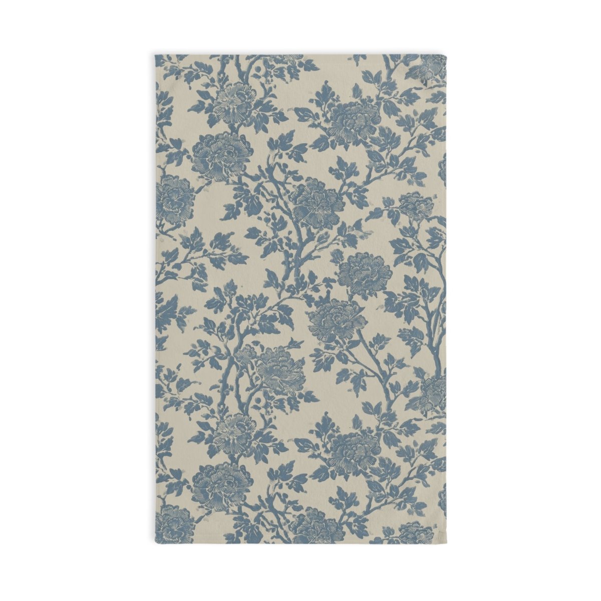 Blue Vintage Floral Hand Towel | Toile-Inspired Botanical Pattern - DesignBohemian