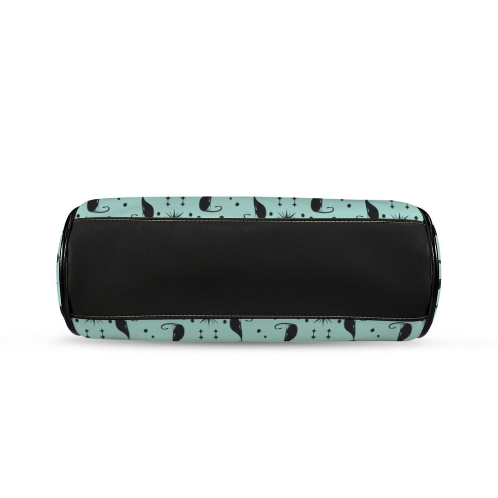 Mid Century Cat Kiss Lock Handbag – Teal & Black Retro Crossbody Purse - DesignBohemian