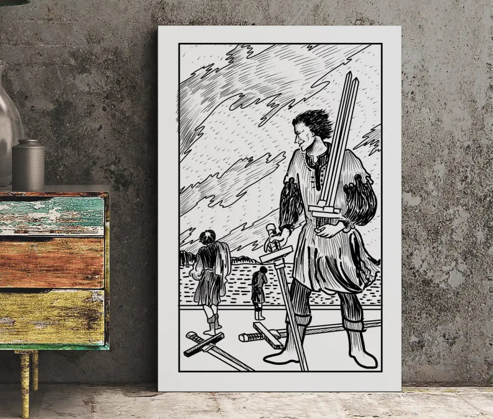 5 Of Swords Tarot Card Print From Green Menagerie Deck High Quality Poster Artwork by My Store