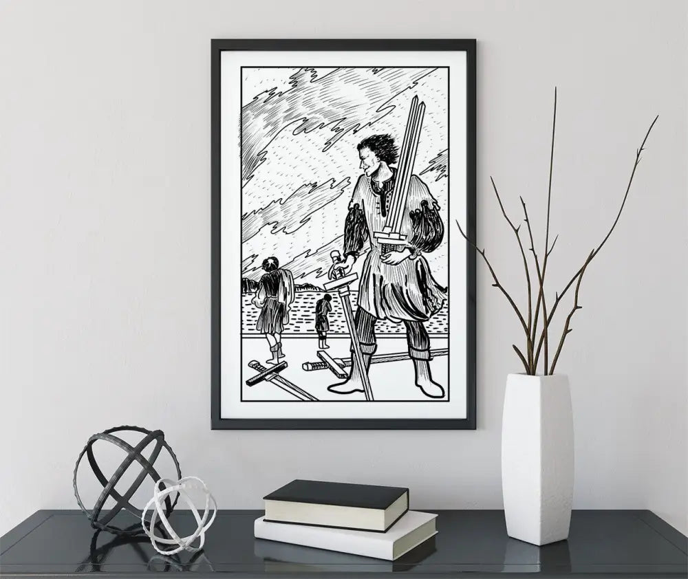 5 Of Swords Tarot Card Print From Green Menagerie Deck High Quality Poster Artwork by My Store