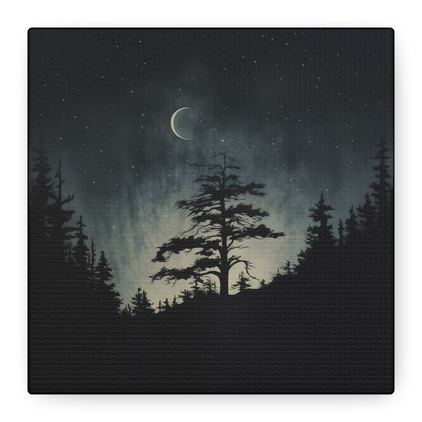 Starry Night Matte Canvas Wall Art, Celestial Home Decor, Nature Lovers Gift, Rustic Wall Decor, Peaceful Bedroom Artwork