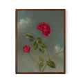 Vintage Pink Roses Floral Print: Beige and Red Botanical Art - Rose Painting Framed - DesignBohemian