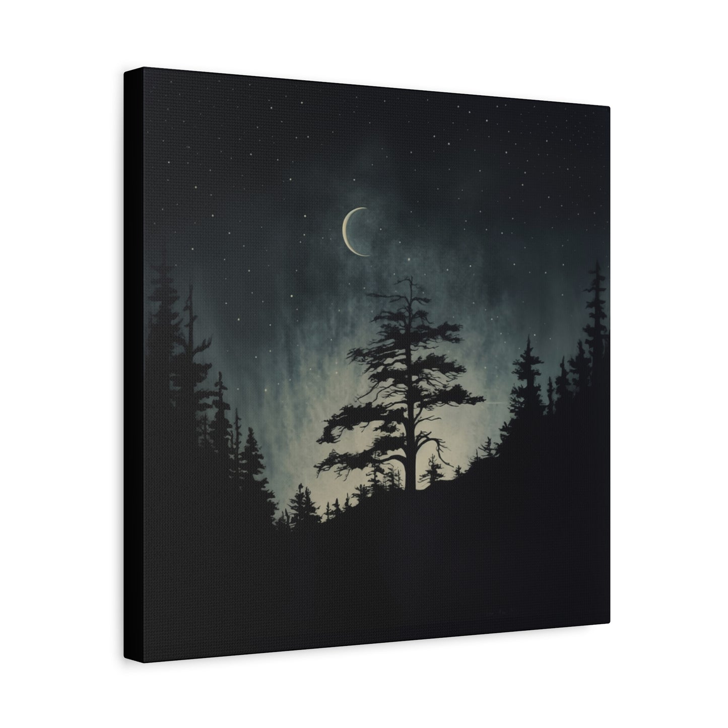 Starry Night Matte Canvas Wall Art, Celestial Home Decor, Nature Lovers Gift, Rustic Wall Decor, Peaceful Bedroom Artwork