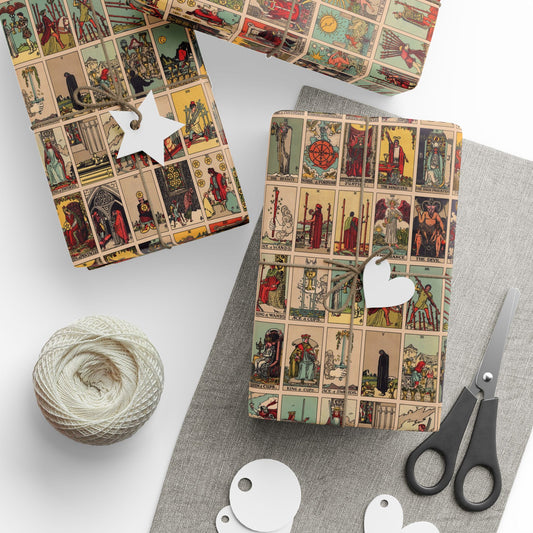 Tarot Wrapping Paper, Rider Waite Gift Wrap, Halloween, Birthday Gifts, Holiday Wrapping, Eco-Friendly Gift Wrap, Paper Roll