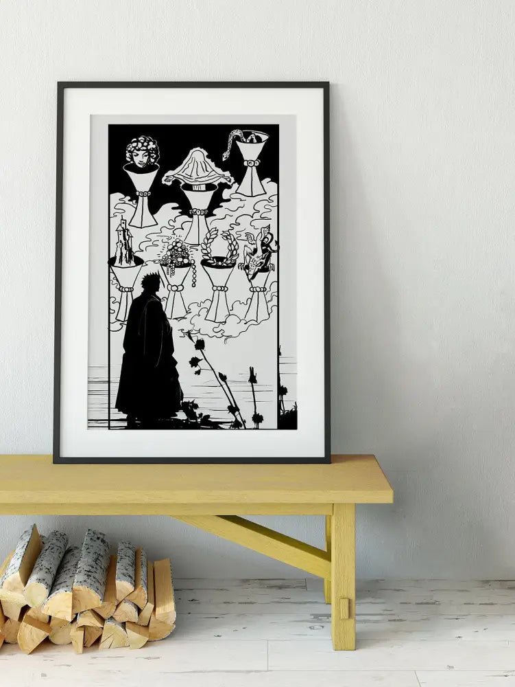 7 Of Cups Tarot Card Drawing Print The Seven Of Cups Poster No Frame Wall Art For Home And Office by My Store
