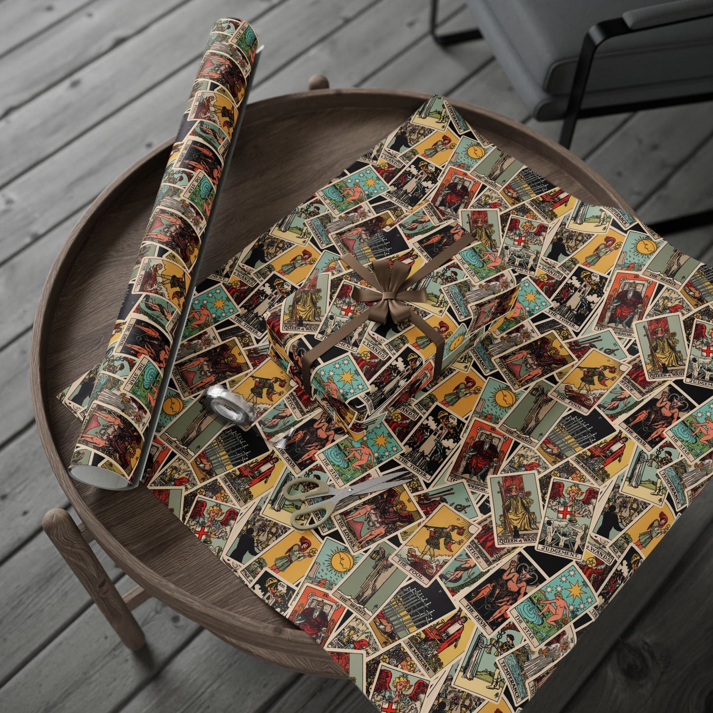 Tarot Wrapping Paper, Rider Waite Gift Wrap, Halloween, Birthday Gifts, Holiday Wrapping, Scattered Tarot Cards, Paper Roll