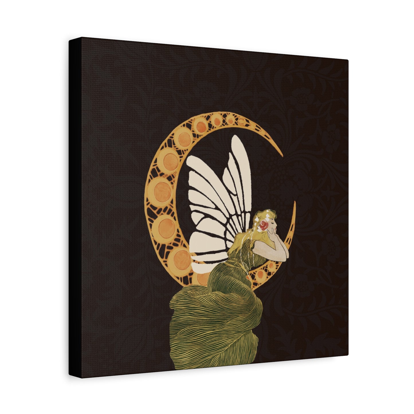 Enchanting Moonlit Fairy Canvas Art, Whimsical Home Decor, Fantasy Wall Art, Magical Gift for Nature Lovers, Boho Aesthetic