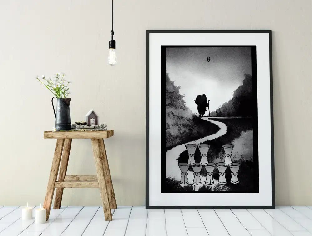 8 Of Cups Tarot Card Print Green Menagerie Tarot by My Store