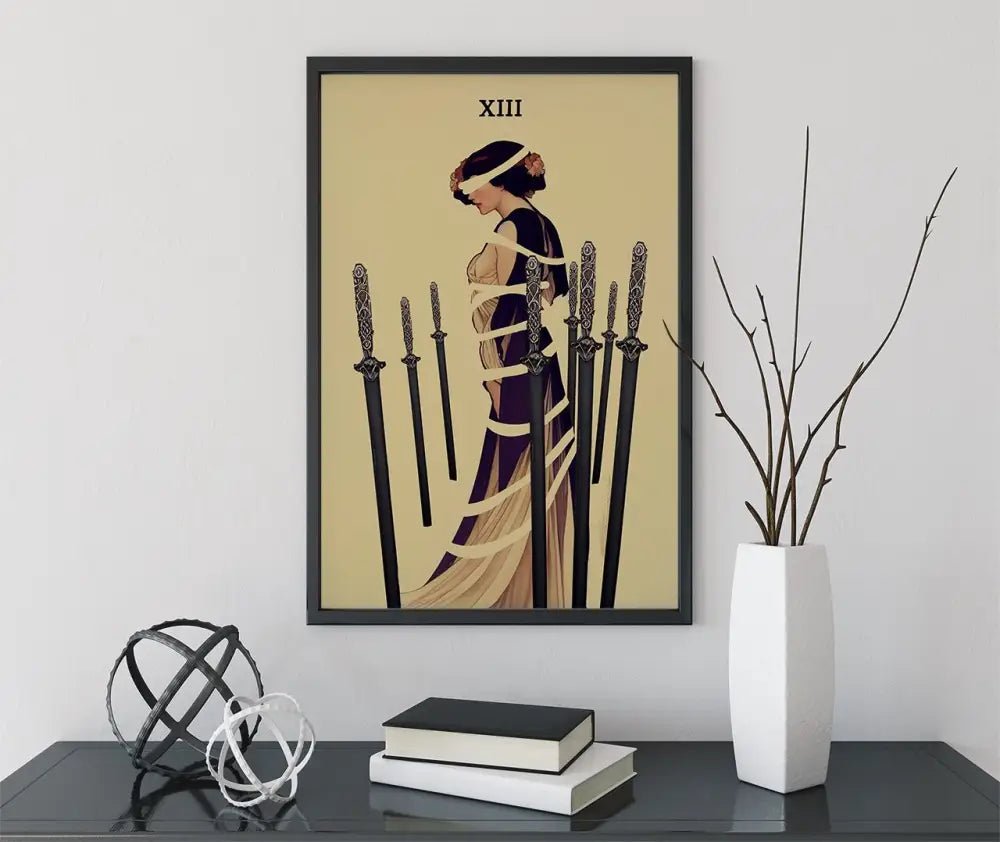 8 Of Swords Tarot Card Print Mucha Style Poster No Frame Vintage Tarot Art Home Decor by My Store