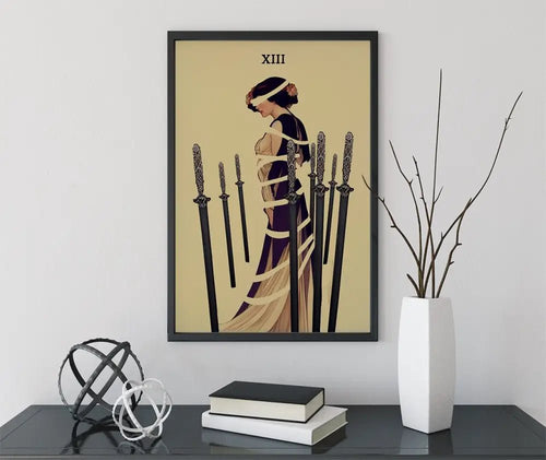 8 Of Swords Tarot Card Print Mucha Style Poster No Frame Vintage Tarot Art Home Decor by My Store