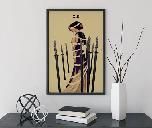 8 Of Swords Tarot Card Print Mucha Style Poster No Frame Vintage Tarot Art Home Decor by My Store