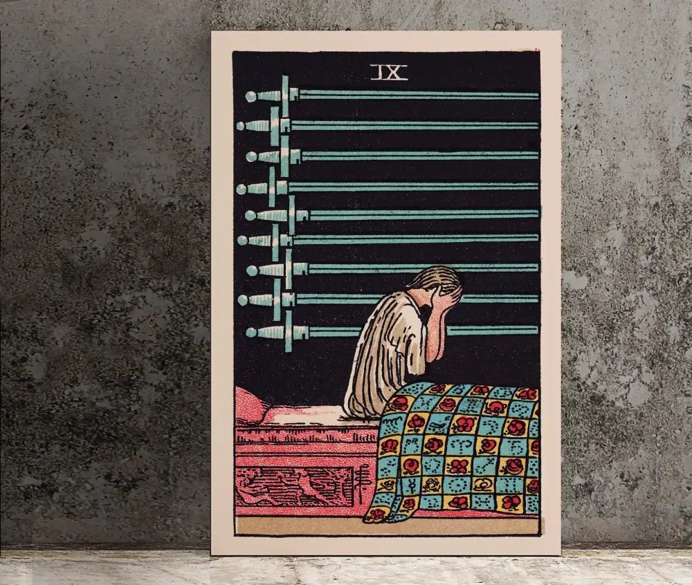 9 of Swords Tarot Card Print No Frame Poster Elegant Collector Artwork for Tarot Enthusiasts by My Store