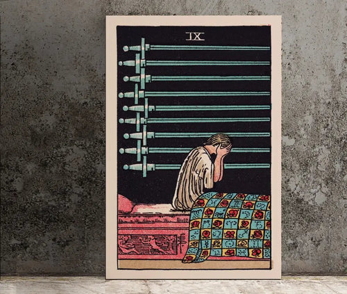 9 of Swords Tarot Card Print No Frame Poster Elegant Collector Artwork for Tarot Enthusiasts by My Store