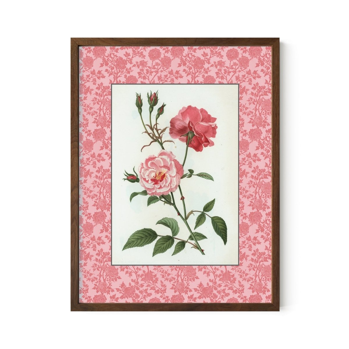 Vintage Pink Roses - Victorian Rose Print: Moody Floral Dark Academia Wall Art - DesignBohemian