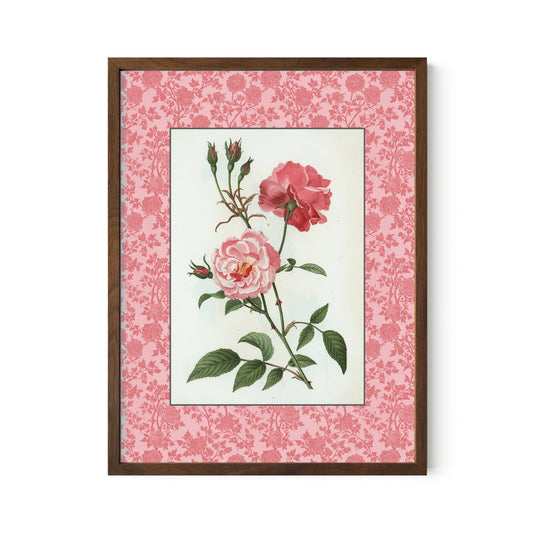 Vintage Pink Roses - Victorian Rose Print: Moody Floral Dark Academia Wall Art