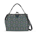 Art Deco Peacock Feather Kisslock Handbag – Teal Vintage Purse