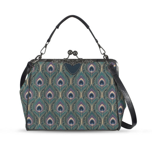 Art Deco Peacock Feather Kisslock Handbag – Teal Vintage Purse - DesignBohemian