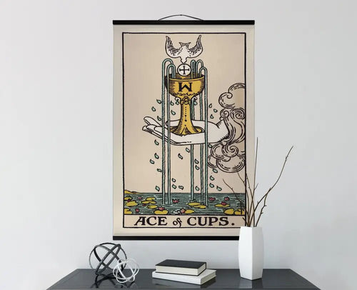 Ace Of Cups Tarot Card Canvas Wall Hanging Tapestry Print Elegant Spiritual Home Decor by My Store