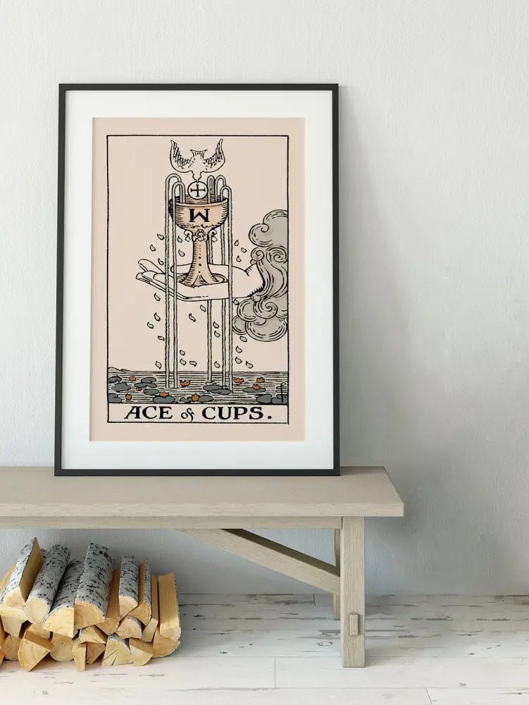 Ace Of Cups Tarot Card Print Neutral Vibes Poster No Frame Wall Art for Calm Modern Home Decor by My Store