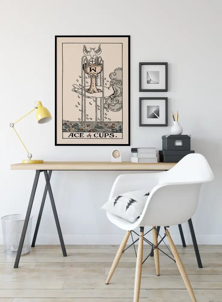 Ace Of Cups Tarot Card Print Neutral Vibes Poster No Frame Wall Art for Calm Modern Home Decor by My Store