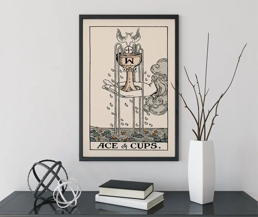 Ace Of Cups Tarot Card Print Neutral Vibes Poster No Frame Wall Art for Calm Modern Home Decor by My Store