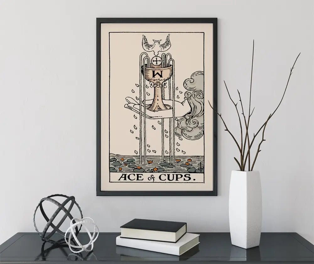Ace Of Cups Tarot Card Print Neutral Vibes Poster No Frame Wall Art for Calm Modern Home Decor by My Store