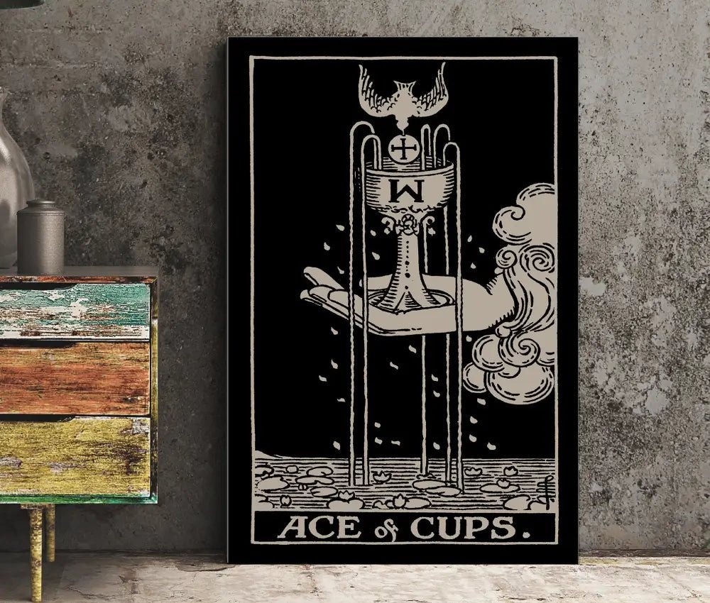 Ace Of Cups Tarot Card Print Poster Elegant Wall Art For Tarot Enthusiasts And Spiritual Decor by My Store