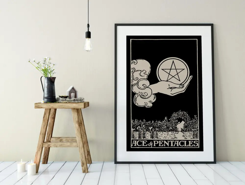 Ace Of Pentacles Tarot Card Print No Frame Poster Art For Abundance And Manifestation by My Store