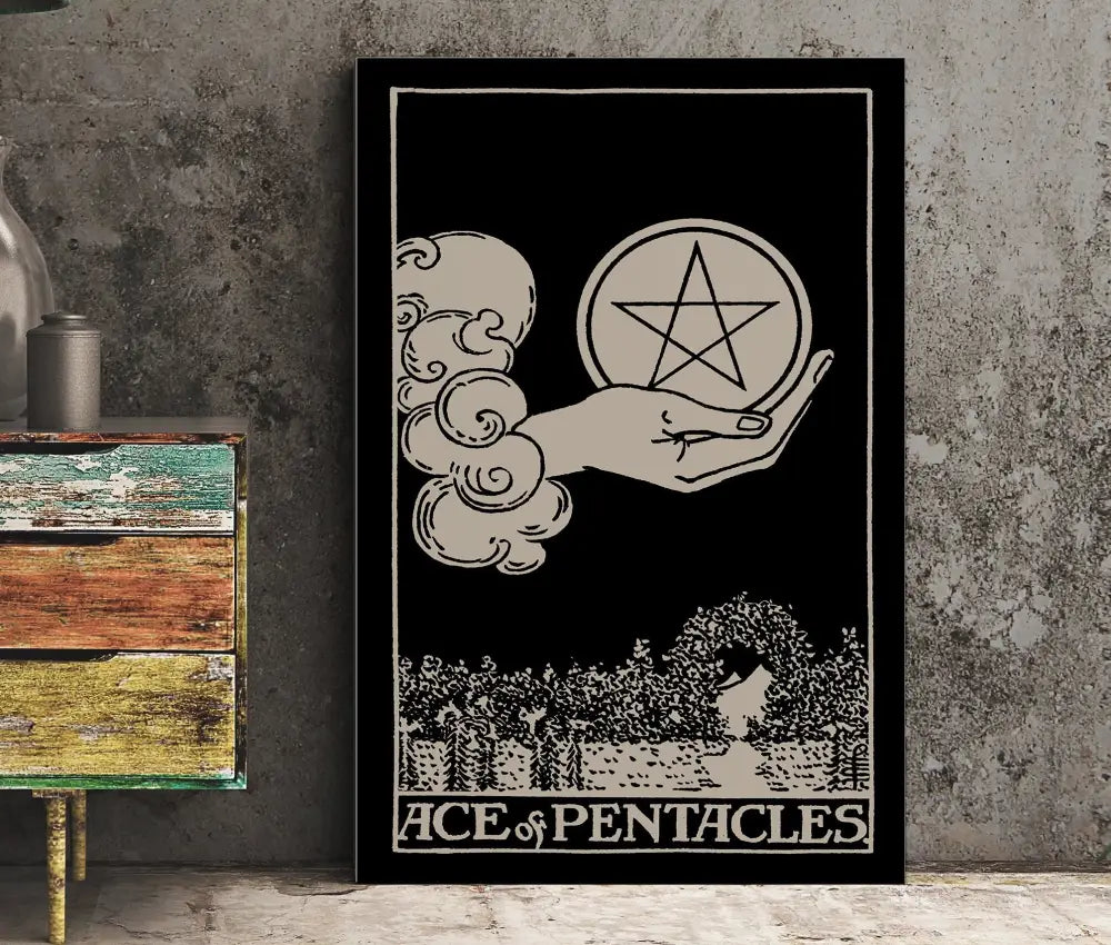Ace Of Pentacles Tarot Card Print No Frame Poster Art For Abundance And Manifestation by My Store