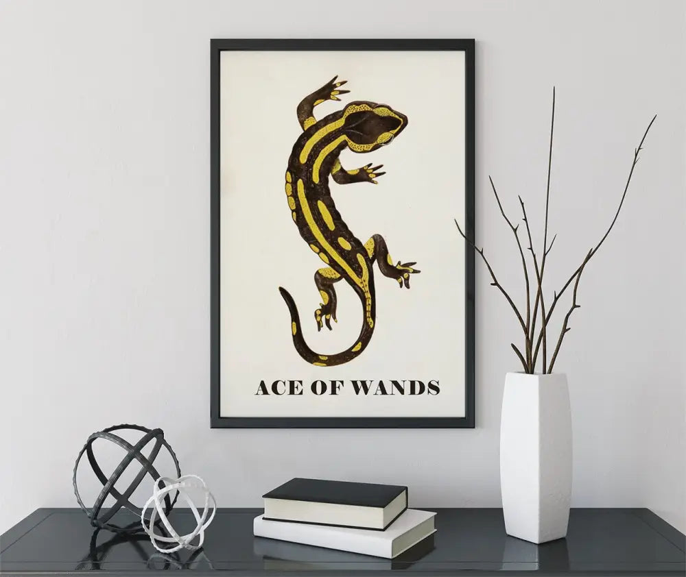 Ace Of Wands Salamander Card Tarot Card Print Poster For Creative Inspiration And Art Lovers by My Store