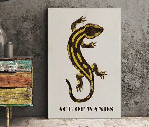Ace Of Wands Salamander Card Tarot Card Print Poster For Creative Inspiration And Art Lovers by My Store