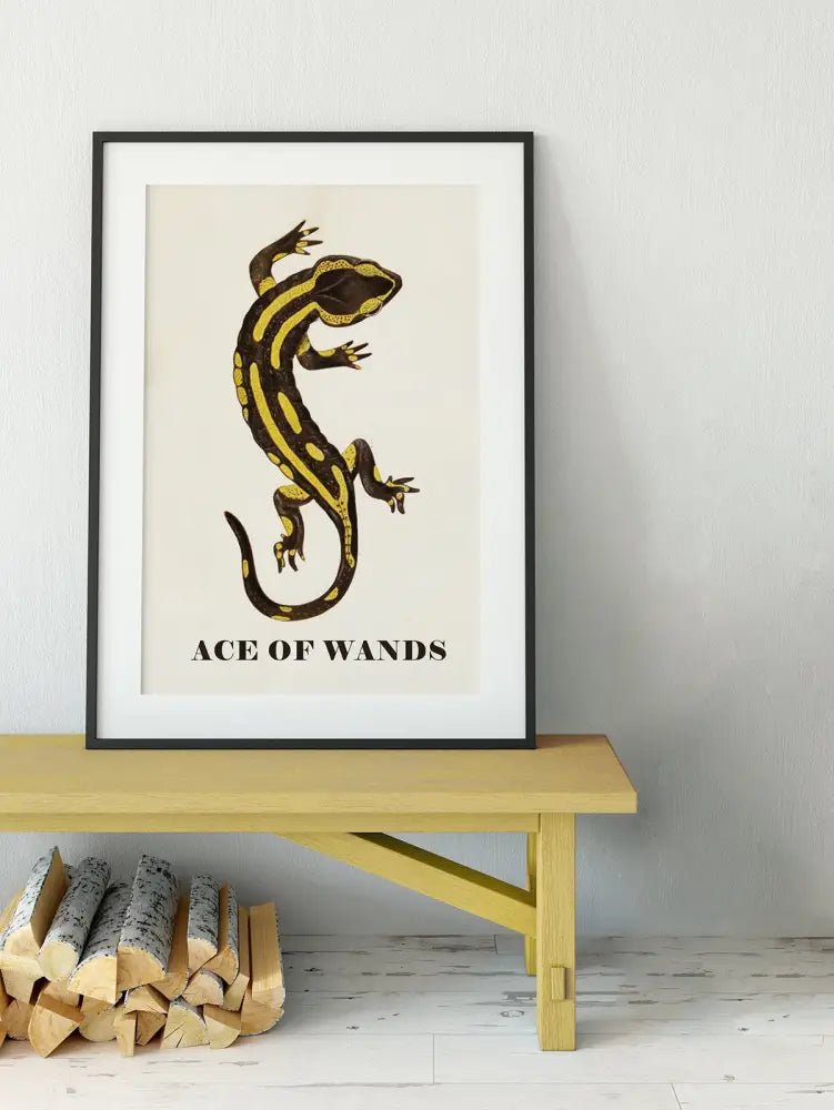 Ace Of Wands Salamander Card Tarot Card Print Poster For Creative Inspiration And Art Lovers by My Store