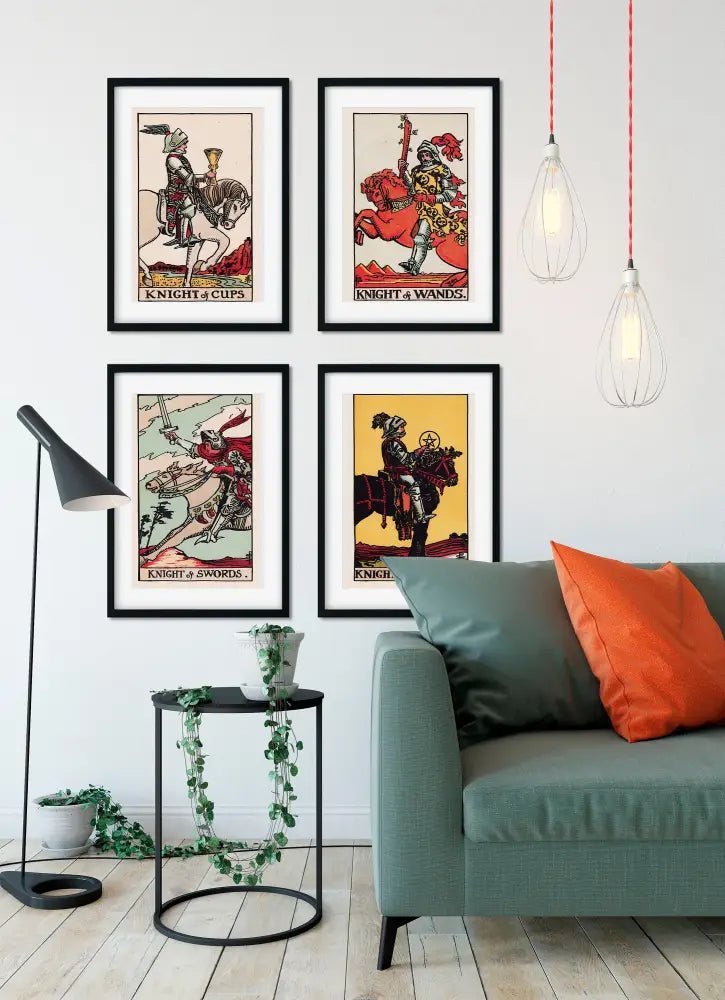 All Four Knights Tarot Card Print Set No Frame Posters Rider Waite Style Unframed Wall Art by My Store