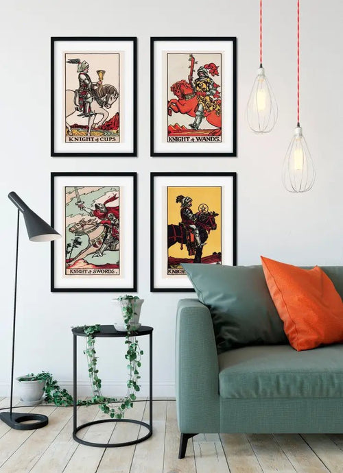 All Four Knights Tarot Card Print Set No Frame Posters Rider Waite Style Unframed Wall Art by My Store