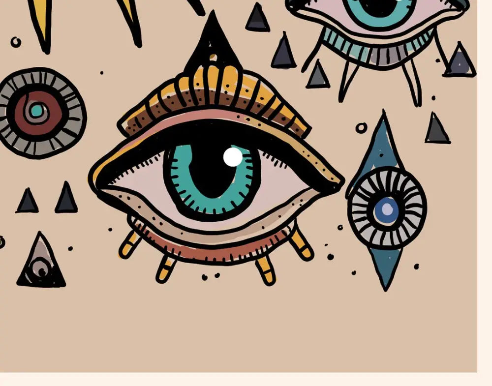 All Seeing Eyes Print - Original artwork - Mystical Eyes Poster by DesignBohemian