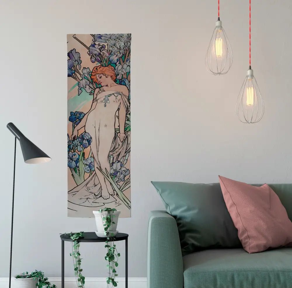 Alphonse Mucha - Art Nouveau Tapestry - Purple Bohemian Wall Hanging -Boho - Pastel Mucha by DesignBohemian