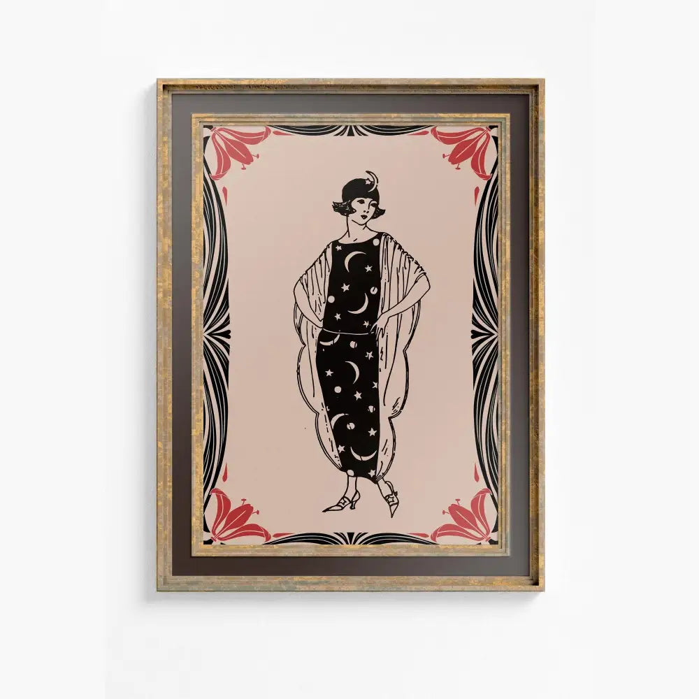 Art Deco Pink Goddess Print Large Bohemian Poster Premium Archival Matte Finish Elegant Wall Art for Living Room by My Store