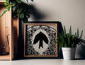 Art Nouveau Crow Print With Roses Black And White Goth Bohemian Wall Art Premium Edition by My Store
