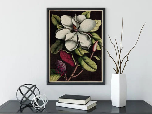 Art Nouveau Floral Moody Bohemian Large Print Beige and Black by DesignBohemian
