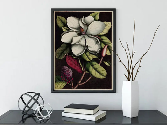 Art Nouveau Floral Moody Bohemian Large Print Beige and Black by DesignBohemian