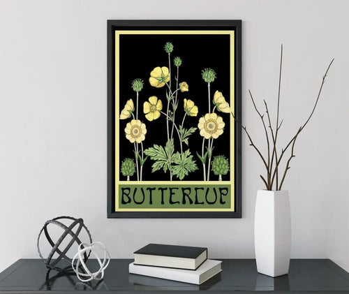 Art Nouveau Floral Poster Buttercups Bohemian Large Artwork by My Store
