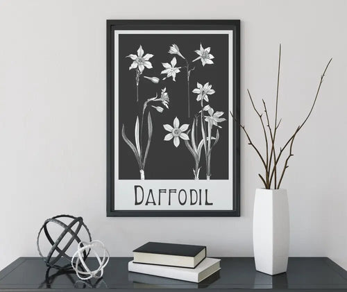 Art Nouveau Floral Poster Daffodils Bohemian Vintage Art Print On Premium Archival Matte Paper by DesignBohemian