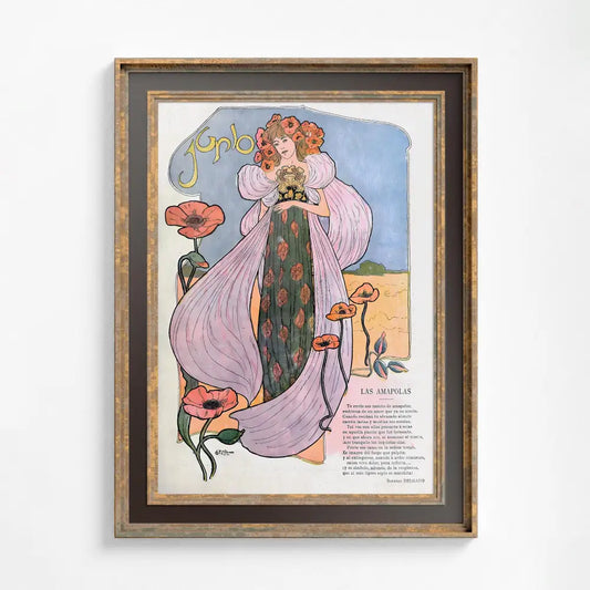 Art Nouveau Goddess Print: Pink Pastel Floral by DesignBohemian
