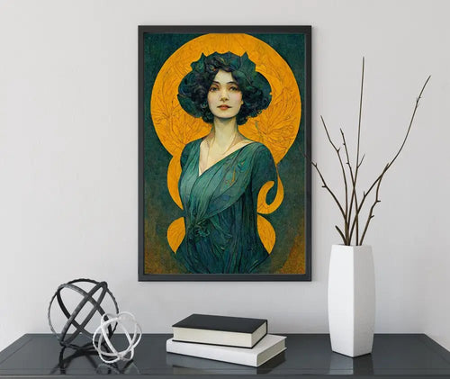 Art Nouveau Goddess Print Vintage Style Lady Artwork Framed Wall Decor for Elegant Interiors by My Store