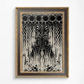 Art Nouveau Moon Phase Poster in Beige and Black Vintage Bohemian Print Artwork for Living Rooms by My Store