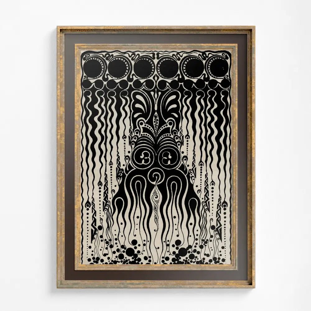 Art Nouveau Moon Phase Poster in Beige and Black Vintage Bohemian Print Artwork for Living Rooms by My Store