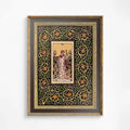 Art Nouveau Nine Of Pentacles Tarot Print Poster With Green And Yellow Floral Design by My Store